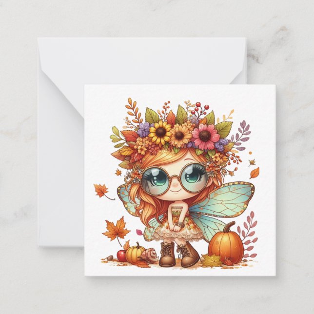 Autumn Fairy Fantasy Note Card (Front)