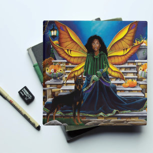 Autumn Fairy Guardian Doberman Fantasy 3 Ring Binder