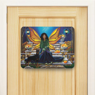 Autumn Fairy Guardian Doberman Fantasy Door Sign