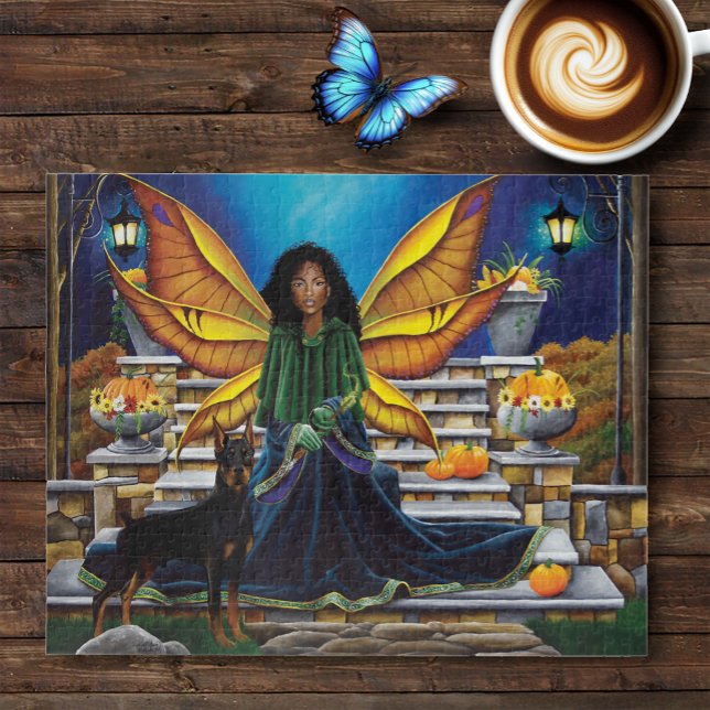 Autumn Fairy Guardian Doberman Fantasy Jigsaw Puzzle (Creator Uploaded)
