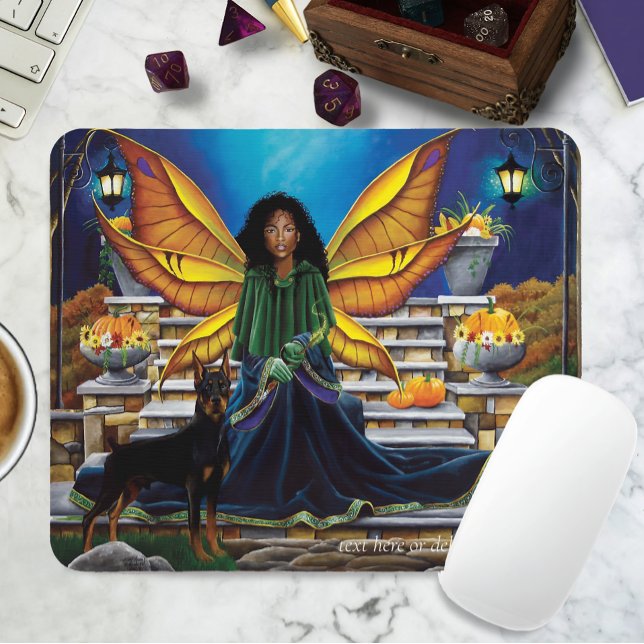 Autumn Fairy Guardian Doberman Fantasy Mouse Pad (Creator Uploaded)