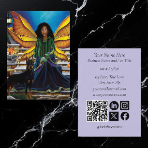 Autumn Fairy Guardian Doberman Fantasy socials Business Card