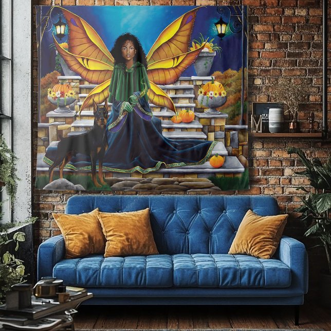 Autumn Fairy Guardian Doberman Fantasy Tapestry (Creator Uploaded)