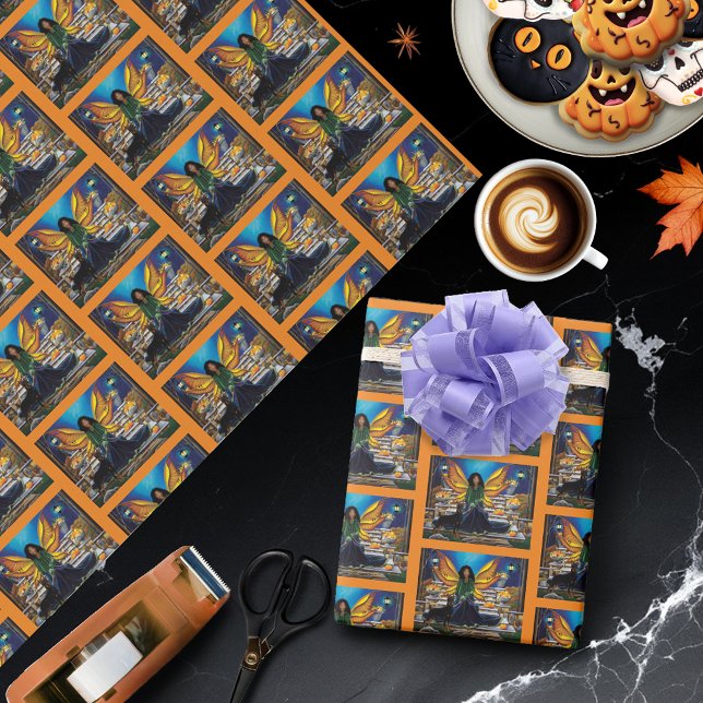 Autumn Fairy Guardian Doberman Fantasy Wrapping Paper (Creator Uploaded)