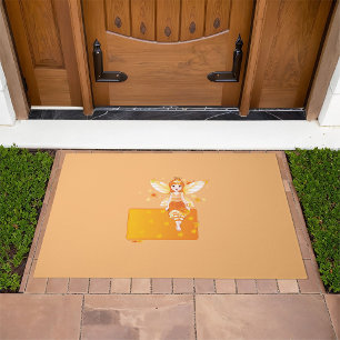 Autumn Fairy Princess with Orange Leaves and Crown Doormat