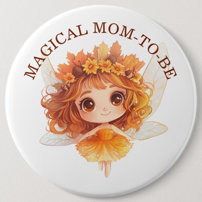 Autumn Fairy Woodland Baby Shower  Button (Front)