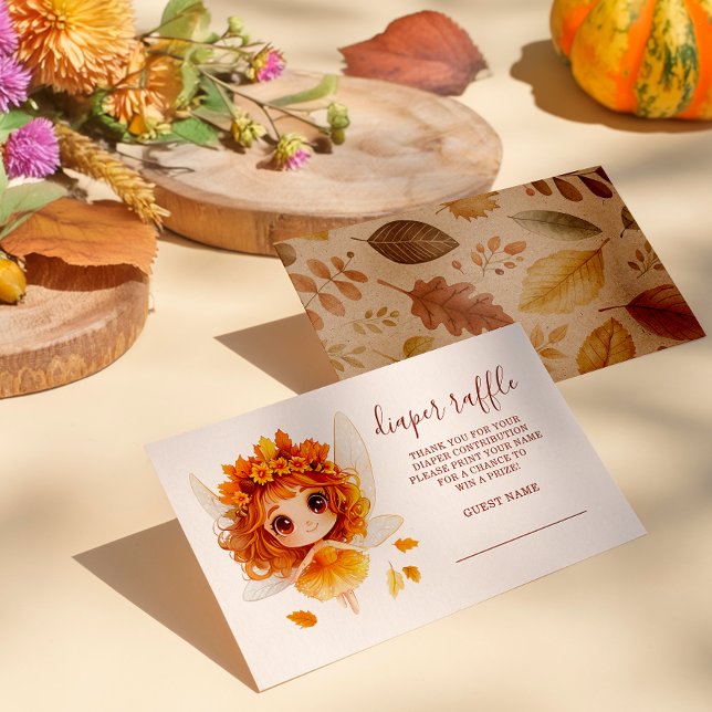 Autumn Fairy Woodland Diaper Raffle Enclosure Card (Step into an enchanting autumn forest where fairies flutter, and woodland creatures play. )