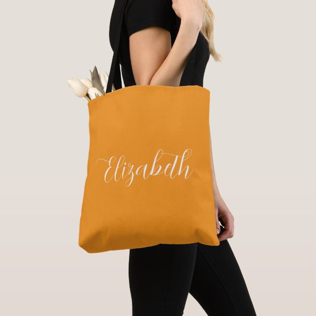 Autumn Fall Abigail Script Personalized Name  Tote Bag (Close Up)