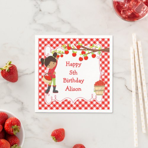 Autumn Fall Apple Picking African American Napkins