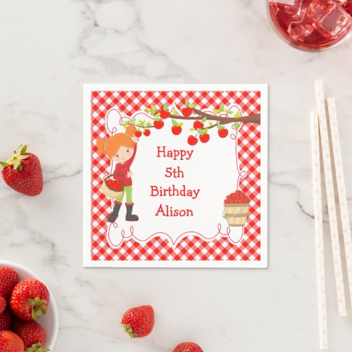 Autumn Fall Apple Picking Red Hair Party Napkins