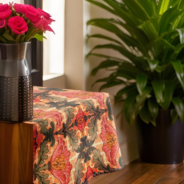 Autumn Fall Art Nouveau Floral Orange Green  Tablecloth (Creator Uploaded)