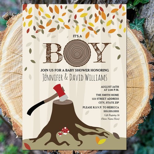 Autumn Fall Baby Shower Boy Lumberjack Shower Invitation