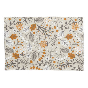 Autumn Fall Berries Leaves and Branches Pattern Pillow Case