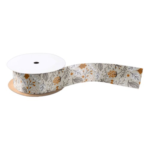 Other Occasions 13 Autumn Fall Berries Leaves And Branches Pattern Satin Ribbon