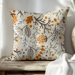 Autumn Fall Berries Leaves and Branches Pattern Throw Pillow<br><div class="desc">Trendy cute Autumn Fall berries,  leaves,  and branches pattern. Featuring beautiful berry,  twig,  a leaf illustrations,  perfect for Thanksgiving season. Click "Customize It" to customize with your own initials or name to make this your own one of a kind modern design. Makes a unique gift.</div>