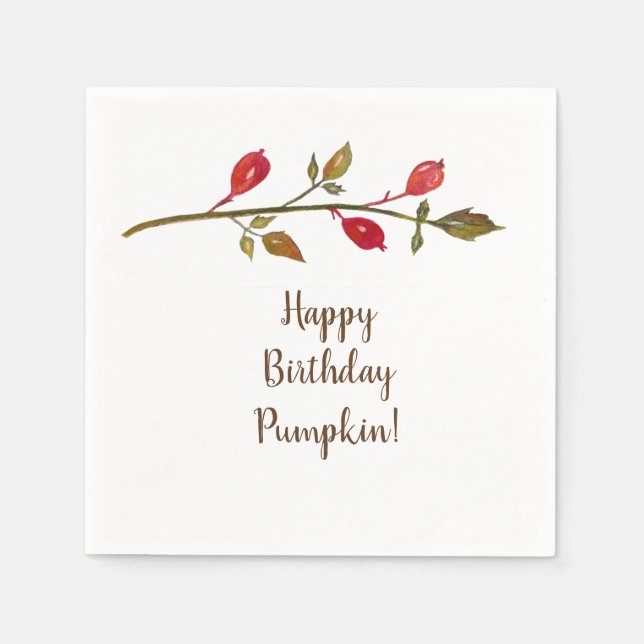 Autumn, Fall Birthday Custom  Paper napkins (Front)