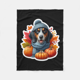 Autumn Fall Black And Tan Coonhound Dog Owner Than Fleece Blanket