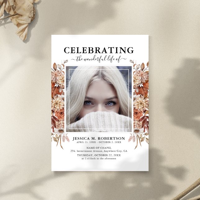 Autumn Fall Bloom Funeral Memorial Program (Creator Uploaded)