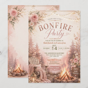 Autumn Fall Bonfire Get Together  Invitation