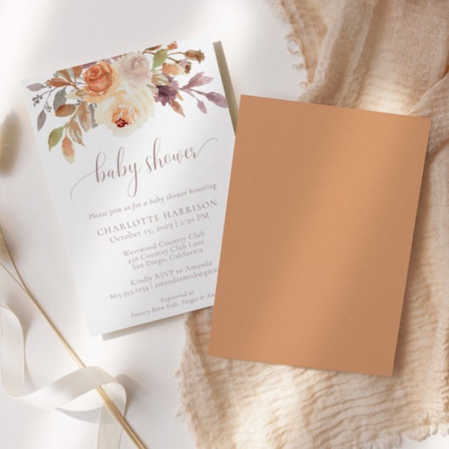 Autumn Fall Botanical Terracotta | Baby Shower Invitation (Creator Uploaded)