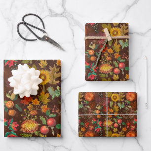 Autumn Fall Botanicals Wrapping Paper Sheets