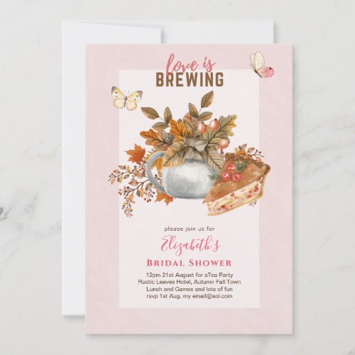 Autumn Fall Bridal Shower Tea Party Invites