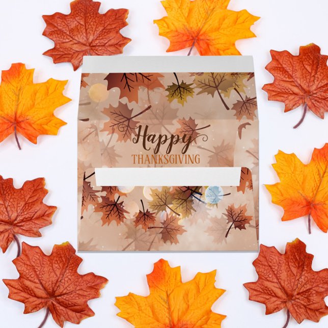 Autumn Fall Brown Leaves Happy Thanksgiving Envelope (Creator Uploaded)