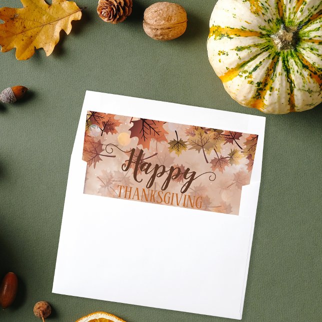 Autumn Fall Brown Leaves Happy Thanksgiving Envelope Liner (Creator Uploaded)