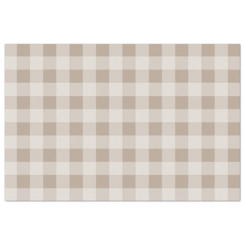 Autumn Fall  Brown Taupe Plaid Pattern Tissue Paper