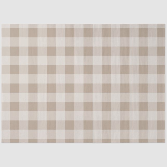 Autumn Fall  Brown Taupe Plaid Pattern Tissue Paper (Front)