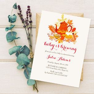 Autumn Fall Cattle Lemon Tea Baby Shower Invitation