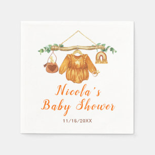 Autumn Fall Clothes Line Girl Baby Shower Napkins