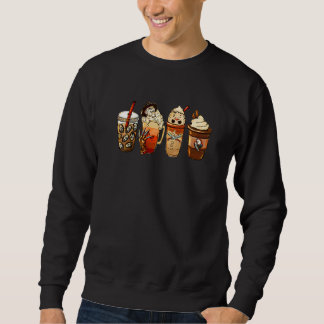 Autumn Fall Coffee Latte Cups Horrors & Ghost Hall Sweatshirt