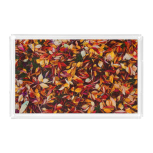 Autumn Fall Color Foliage Leaves Acrylic Tray