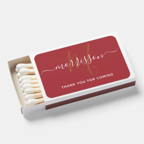 Autumn Fall Color Monogram Wedding Favor Matchboxes