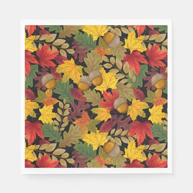 Autumn Fall Colorful Leaves  Napkins (Front)