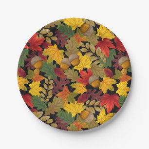Autumn Fall Colorful Leaves Paper Plates
