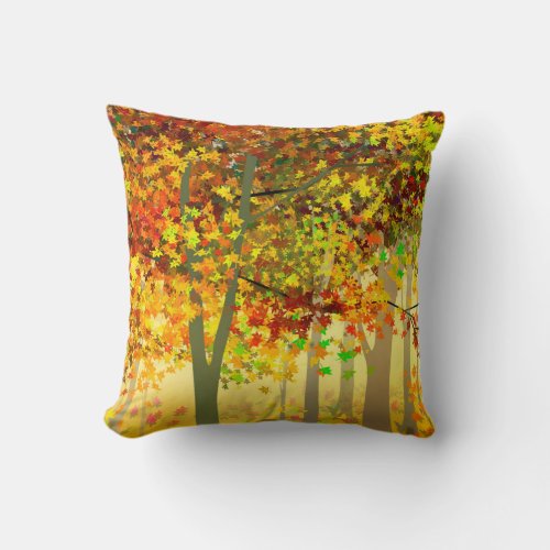 Autumn Fall Colorful Leaves Throw Pillow