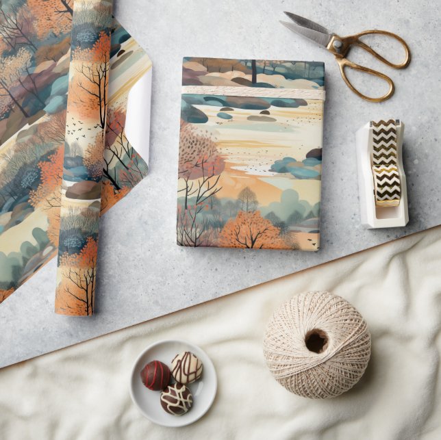 Autumn Fall Colorful Trees No3 Wrapping Paper (Crafts)