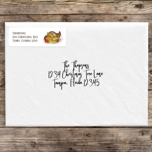 Autumn Fall Cornucopia Elegant Watercolor Country Label