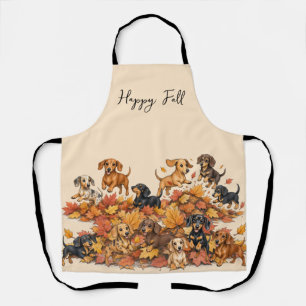 Autumn Fall Dachshund Puppies Apron