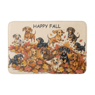 Autumn Fall Dachshunds Bath Mat