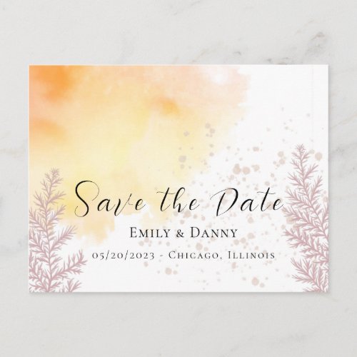 Autumn Fall Dusky Forest Dyeing Save the Date Post Postcard