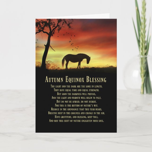Autumn Fall Equinox with Horse and Tree  Card (Front)