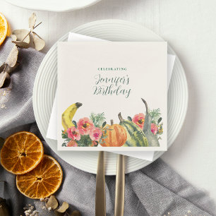 Autumn Fall Fete Colorful Pumpkins Birthday Party Napkins