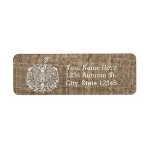 Autumn Fall Filigree Pumpkin & Burlap Invitation Label