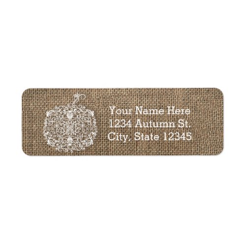 Autumn Fall Filigree Pumpkin  Burlap Invitation Label