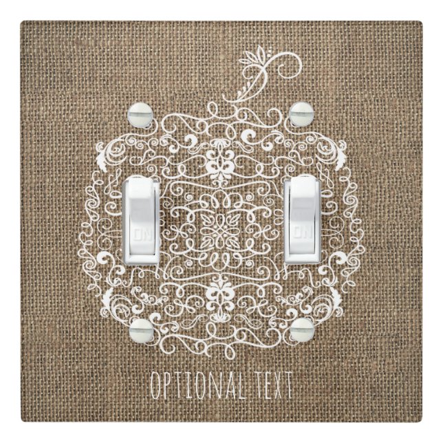 Autumn Fall Filigree Pumpkin & Burlap Rustic Light Switch Cover (In Situ)