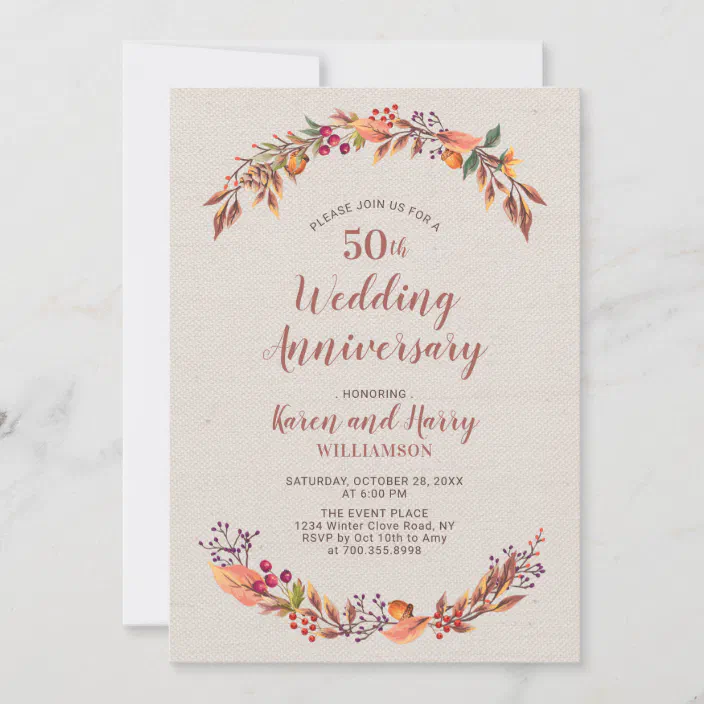 Fall Floral Wedding Invitations Quantity 50 
