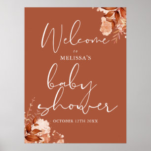 Autumn Fall Floral Baby Shower Welcome Sign